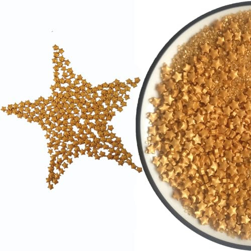 Essbarer Goldener Zucker Stern Streusel Galaxis | Dessertstreusel | Kuchen-Cupcake-Topper | Cookie-Dekorationen | Zuckerstreusel für Hochzeiten, Kunstprojekte und tägliche Kuchendekorationen