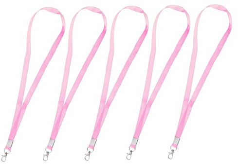 YOKIVE 10Stk Flach Schlüsselband Hals Riemen Schlüsselband Drehbar Haken Clip | Identifizierung Karte Groß für Büro Ausstellungen Veranstaltungen (Rosa)
