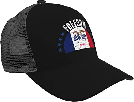 Baseballkappe The Iowa Flag and Freedom Baseball Cap Breathable Curved Brim Mesh Caps Sun Visor Hip-Hop Hat Adjustable Trucker Hats