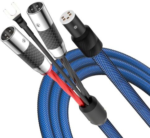 Viborg High End Phonokabel 2M Tonarmkabel LC802,OFC Versilbert Dirigent,2 x rhodinierte XLR stecker auf 5-Pol vergoldete Tonarmbuchse gerade mit separatem Erdungsleiter Für Plattenspieler