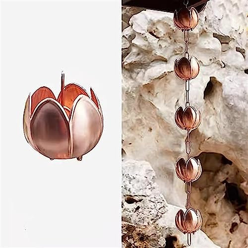 RENLXFI Regenkette Cups Set, Tempel Traufe Drainage Regenwasser Umleitung Petal-Shape, für Dachrinne Downspout/Spout Channel, verwenden