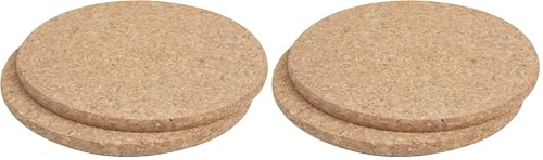 T&G 451 FSC Certified Cork Round Pot Stands/Surface Protectors, Set of 2, 20 x 0.9 cm (Pack of 2)