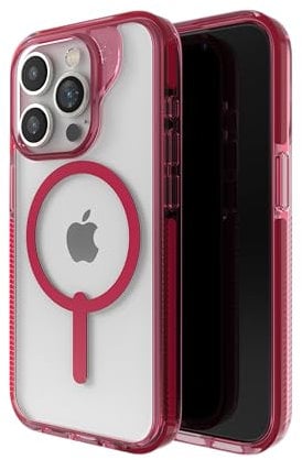 ZAGG Santa Cruz Snap iPhone 15 Pro Case - MagSafe Phone Case, Drop Protection (13ft/4m), Durable Graphene, Anti-Yellowing, and Scratch-Resistant Phone Case, Magenta Red