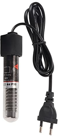 HEEPDD Tauch-Aquarium-Heizung, Sicherheits-Quarzglas, Professionelle Mini-Aquarium-Heizung, 26 ℃ Konstante Temperatur mit Saugnapf für Salzwasser (50W EU-Stecker 220 V)