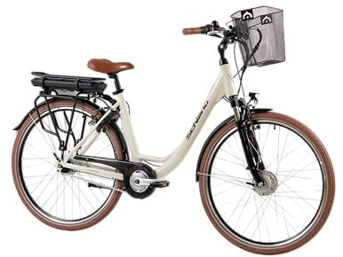 F.lli Schiano E-Moon, E Bike Trekking 28 Zoll, 36V 13Ah Abnehmbarer Akku, Motor 250W 40Nm, Trekking EBike für Herren/Damen, Antikweiß