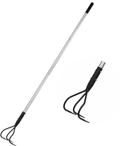 YEELOR Cultivateur de jardin multifonctionnel à 3 griffes long manche avec poignée réglable de 140 cm, outils de désherbage de jardin pour cultiver, ameublir le sol et désherber