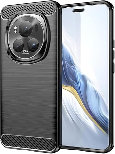 Wookfiss Hülle für Honor Magic 6 Pro Kohlefaser Material Design Silikon TPU Flexible Stoßfeste Schutzhülle Kompatibel mit Honor Magic6 Pro | Wookfiss Weiche Kohlefaser Design TPU Silikon Flexible Stoßfeste Kratzfest Schutzhülle, Schwarz