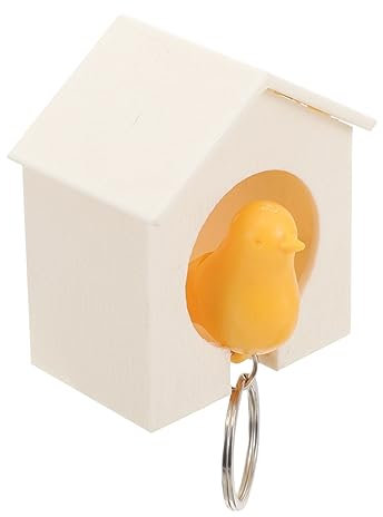 Zerodeko Schlüsselanhänger Vogelhaus Mit Gelbem Vogel Weißes Blauer Abs-haus Sicherheitspfeife Alarmpfeife Selbstklebend Löchern