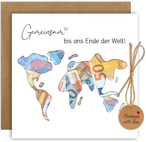 Luckeey Geldgeschenk Hochzeit mit Umschlägen | Hochzeitsgeschenke für Brautpaar | Hochzeitskarte | Personalisierte Weltkarte Geldgeschenk Verpackung | Hochzeitskarte Geldgeschenk