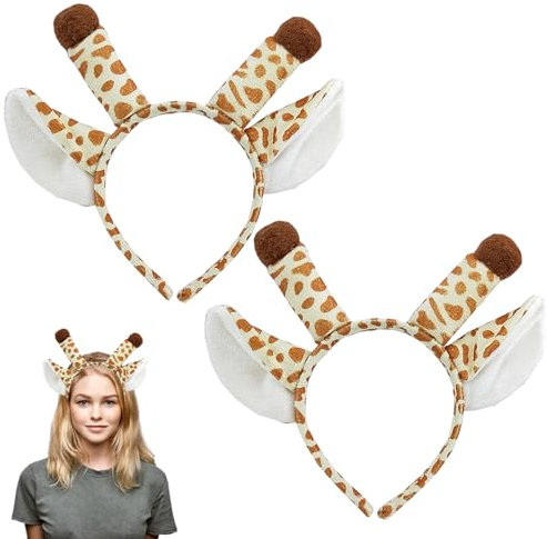 UILYNIU 2 Pièces serre-tête girafe,serre-tête oreilles de girafe,Ensemble de Costume de Girafe, Déguisements Girafe, Kit Girafe,cornes de girafe pour Carnaval Halloween Mascarade Anniversaire (2 pcs)