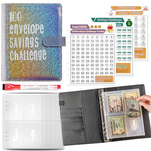 Budget Planner Deutsch Budget Planer Geld Organizer mit 100 Binder Taschen A5 Ringbuchordner für Finanzplaner Budget Sparen Mappe Cash Stuffing Startset Geburtstags Geschenke (Schwarz)