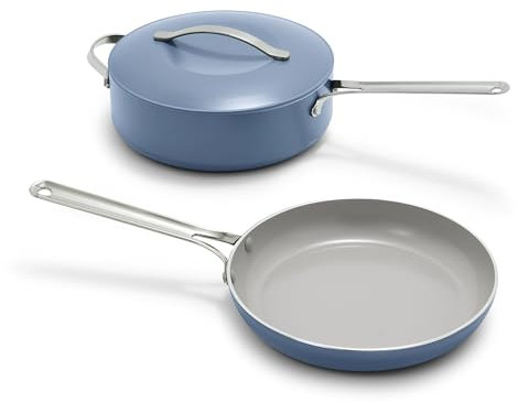 GreenPan Nova 10” Frying Pan Skillet and 4.37QT Sauté Pan with Lid, Oprah’s Favorite Things 2024, PFAS-Free Ceramic Nonstick, Induction Suitable, Sear, Fry, Broil, Dishwasher & Oven Safe, Ocean