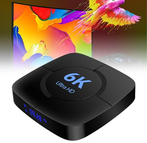 HD 6K TV Box, Smart TV Box, 4GB+32GB, DualWiFi(2.4GHz/5GHz) Quad-core ARM, Multi-screen Interactive, Debounce/Denoising/High Dynamic Range, 100M Ethernet, HDR + High Color,4G+32G