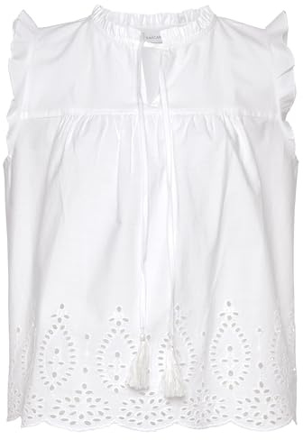VIVANCE Damen Kurzarmbluse mit v-Ausschnitt, lockere Passform, aus gewebter Baumwolle, leicht und atmungsaktiv, für sommerliche Looks