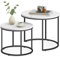 Home Collective Couchtisch 2er Set Rund Beistelltisch Loft Design 2 in 1 Verschachtelung Kratzfeste Oberfläche, Wohnzimmer | 53cm und 43cm Breit Marmor Optik mit schwarzen Beinen