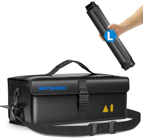 WATSABRO Ebike Akku Tasche, Feuerfeste Akku Tasche bis 1200 °C, Wasserdicht, Explosionssicher, Lipo Safe, 49 x 15 x 15 cm,Ebike Akku Schutzhülle (L)