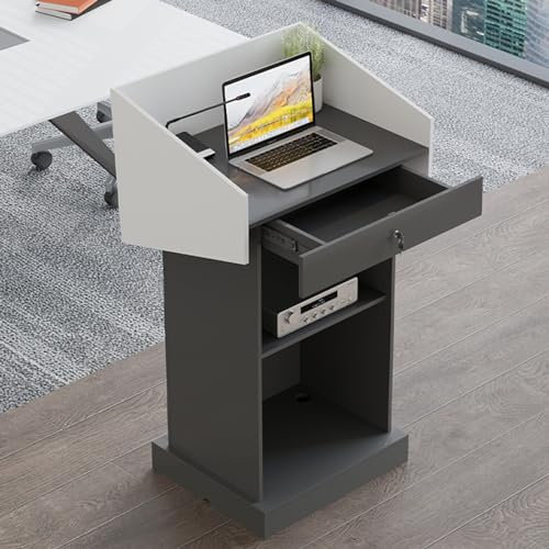 MZQMK Stehpult Rednerpult Lesepult, Multifunktions-Lese- Oder Laptop-Schreibtisch Mit Ablagefläche, Rednerpult for Kanzeln In Kirchen, Stehpult for Klassenzimmer(Color:Grigio)