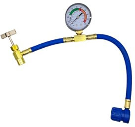Cool5 - Hose Aufladeschlauch für Kältemittel mit Messgerät/Manometer für Klimaanlage Auto - Gewinde Typ A 1/2-16 - Set zum Befüllen von Auto Klima Anlage - Klimaanlagen Nachfüllset