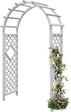 GLFNB Arche de Tonnelle en Bois, Pergola de Treillis d'arche de Jardin Marron/Blanc pour Plantes grimpantes de pelouse extérieure (Couleur : Blanc, Taille : 140x225cm/4.6x7.4ft)