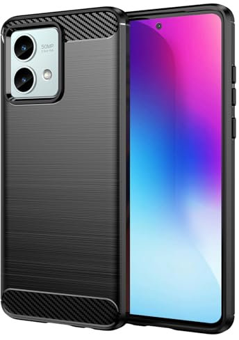 TailTech Case for Motorola G84, Carbon Fiber Pattern & Anti-Slip Texture, Shock-Absorbent TPU Phone Case, Black