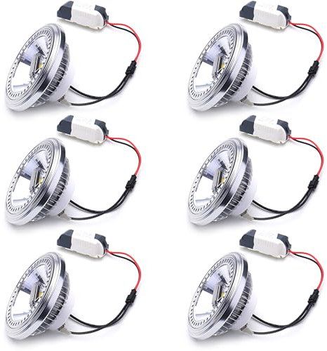 TPMAFF 6-Pack LED AR111 Reflector Spot Light Bulb, COB 15 Watts (120 Watt Eqv.) 1425 Lumens, G53 Screw Terminal Base Flood Light Bulb, With LED Driver 85-265v AC, Non-Dimmable