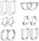 6 Paar Creolen Schwarz/Silber Ohrringe Geometrisch Edelstahl Ohrringe für Damen Herren Knorpel Ohrring Herz Creolen Kleine Ohrstecker Set Quadrat Sechseck Ohrstecker Damen Mädchen (Silber-A)