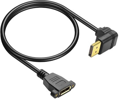 JSADZKJ 1.6ft/0.5m 90° Down Angle DisplayPort 1.4 Extension Cable, Supports 4K/60Hz, 2K/144Hz, 1080P/240Hz, Male to Female, Black, for PC, Laptop, Monitor, Printer, Projector