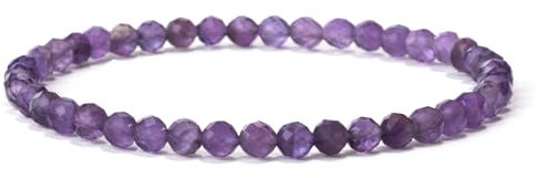 Landorilo Naturstein Perlen Heilstein Armband aus 4mm Facettiertes Steinperlen, Yoga Armbänder für Damen Herren,Glücksarmband, Exquisite Geschenke, Ersatzperlen Inklusive(F Amethyst)