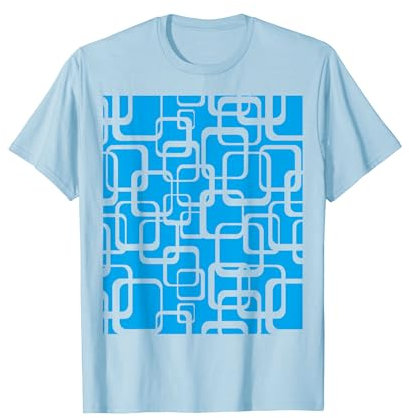 Retro MCM Quadratisches Motiv Vintage Muster 1 blau T-Shirt