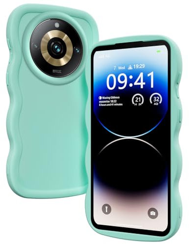 XINYEXIN Funda para Realme 11 Pro Plus/Realme 11 Pro 5G, Carcasa Marco de Ondas Forma Rizado Linda Silicona Líquida Antigolpes Bumper Case Cover - Verde