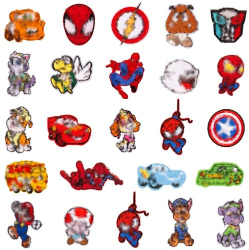 Cartoon Embroidery Patches, 24 PCS Patches for Clothing Embroidery Applique Interfacing for Sewing Iron on Iron-on Patches Fabric Repair Patch for Kids T-Shirts Backpacks Jeans Clothes Shoes Hats