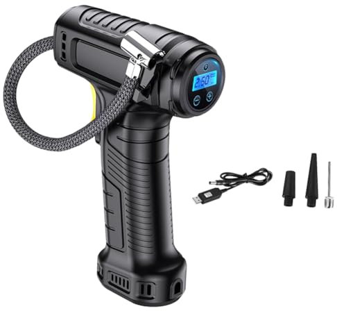 Corghd Compresor de aire de mano de 120 W, bomba inflable digital inalámbrica, inflador de neumáticos, inflador de neumáticos digital para pelotas de bicicleta, fácil de instalar