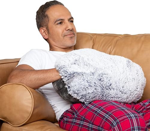 HUGIMALS The Hug Pillow | 4,5 kg gewichtetes schweres, rundes sensorisches Kissen mit gemütlicher Handtasche für Selbstpflege, Komfort, Entspannung, Schlaf – aufmerksames Geschenk für Erwachsene