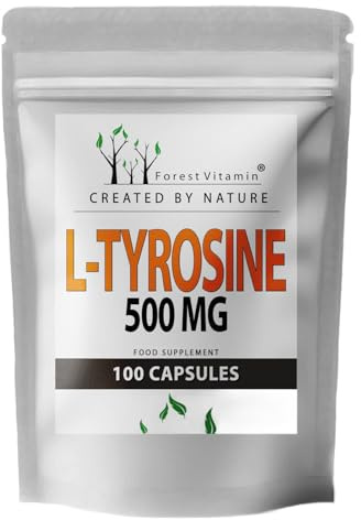 Forest Vitamin - L-TYROSINE 500 mg - 100 Kapseln - L-TYROSIN - Gedächtnis und Konzentration - Nahrungsergänzungsmittel - Stimmung und Energie