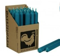 Kerzenfarm Hahn Stearin Stabkerze, 25 Stück (türkis)