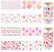 SOFPLATE 8 Stück 8 Stile Glasbecher Aufkleber Rosa UV DTF Becher Wraps Transparenter Kunststoff Herz Blume Floral Quadratisch Fußabdruck Regenbogen Kaktus Wasserdichte Aufkleber Für Becher Holzdekorat