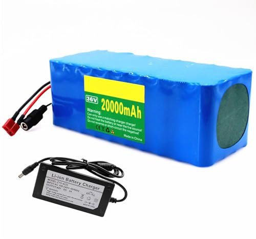 GNIUBBDB 36V 20Ah 10S4P E-Bike Lithium Ion Battery Pack with Charger Built-in BMS Protection Ideal for 200-1000W Electric Bicycle Motor XT60 Plug