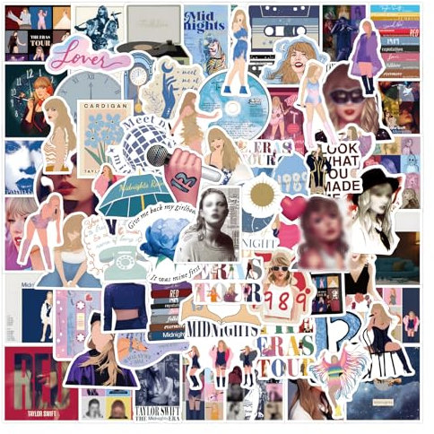 EGEKTBH 100 PCS Taylor Swift Stickers, Waterproof Vinyl Stickers for Glass, Plastic, Metal Surfaces, Style 2, Cat Theme, Scrapbook Recommended