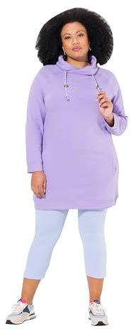 Ulla Popken Damen große Größen Übergrößen Plus Size Sweatkleid, Stehkragen, Langarm, Taschen Blauer Flieder 46+ 825247810-46+