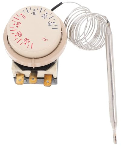 BUGUUYO Termostato Para Nevera y Vitrina Con Control De Temperatura Ajustable Reemplazo Para Frigoríficos Domésticos y Congeladores Con Perilla Ergonómica y Construcción Resistente De Plás