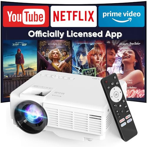 Netflix - Mini projecteur intelligent PANSEBA avec HD 1080p, WiFi 5G et Bluetooth 2 voies, projecteur de film extérieur portable pour téléphone/ordinateur portable/jeux