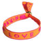 Generisch Selfmade Festival Armbänder Boho Schmuck - Stoffarmband Bunt - Freundschaftsarmbänder Größenverstellbar Sommer Schmuck (Love Orange Pink)