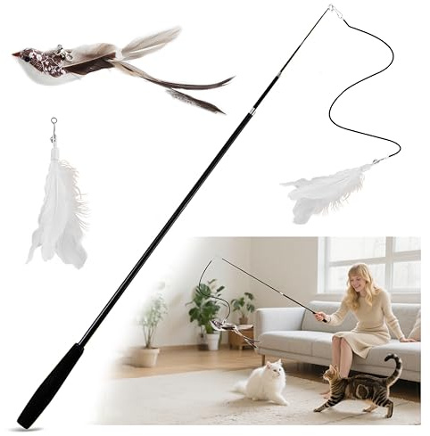 ACTOYS Katzenangel Lang, 175 cm, Spielangel für Katzen, Katzenspielzeug Angel Lang, Katzenspielzeug Vogel, Cat Toys (Lang)