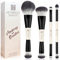 HEYMKGO 4er-Set Professionelle Foundation Pinsel Dual-Ended - Kontur-/Abdeckpinsel mit für Flüssig-/Creme-/Puder-Makeup, Reise Makeup Pinsel set Schwarz