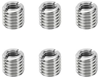 HiPicco 6Pcs Thread Adapter Sleeve Reducing Nut,M12 M to M10 F, 10mm Length | M12 x 1.75 Male to M10 x 1.5 Female Thread, 303 Stainless Steel, Repair Insert Nut Screw Reducer Conversion Fastener