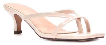 Women's Slip On Kitten Low Heel Sandals Ladies Open Square Toe Post Strappy Mule Size 3-8