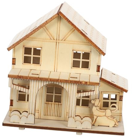 NOLITOY DIY Holzhaus Modellbausatz mit LED Beleuchtung Stabiles Holz Puzzle Bastelset für Erwachsene und Gartenhaus Handwerk Dekoratives Wohnaccessoire Komplettes mit Kleber