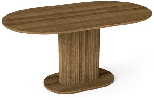 JIJIAN Esstisch Holz, Küchentisch, Tisch Wohnzimmer, Esstisch Oval 160x90 cm, Esszimmertische ist Leicht zu Reinigen und Kratzfest, Nussbaumfarbe