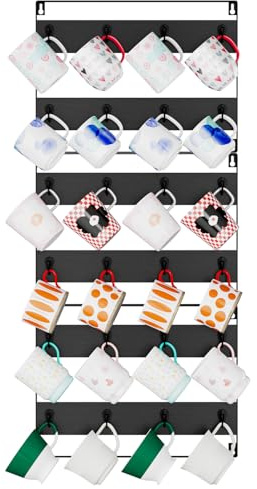 IBUYKE Coffee Mug Holder Wall Mounted,Set of 3,24 Hooks,Black TBJ005B-3 | Mug Racks for Wall Rustic Wood Coffee Mug Rack Display Organizer for Kitchen Home Bar Coffee Station