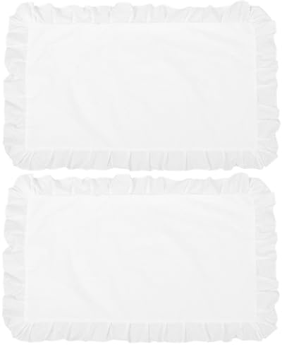Homsfou WeißEr Baumwoll Kissenbezug Mit Spitze Und RüSchen 31.50X21.65 Zoll Eleganter Kissenbezug FüRs Schlafzimmer Sofa Und Stuhl 1 Paar Waschbar Und Hautfreundlich